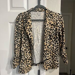 No Boundaries Tan and Black Leopard Blazer